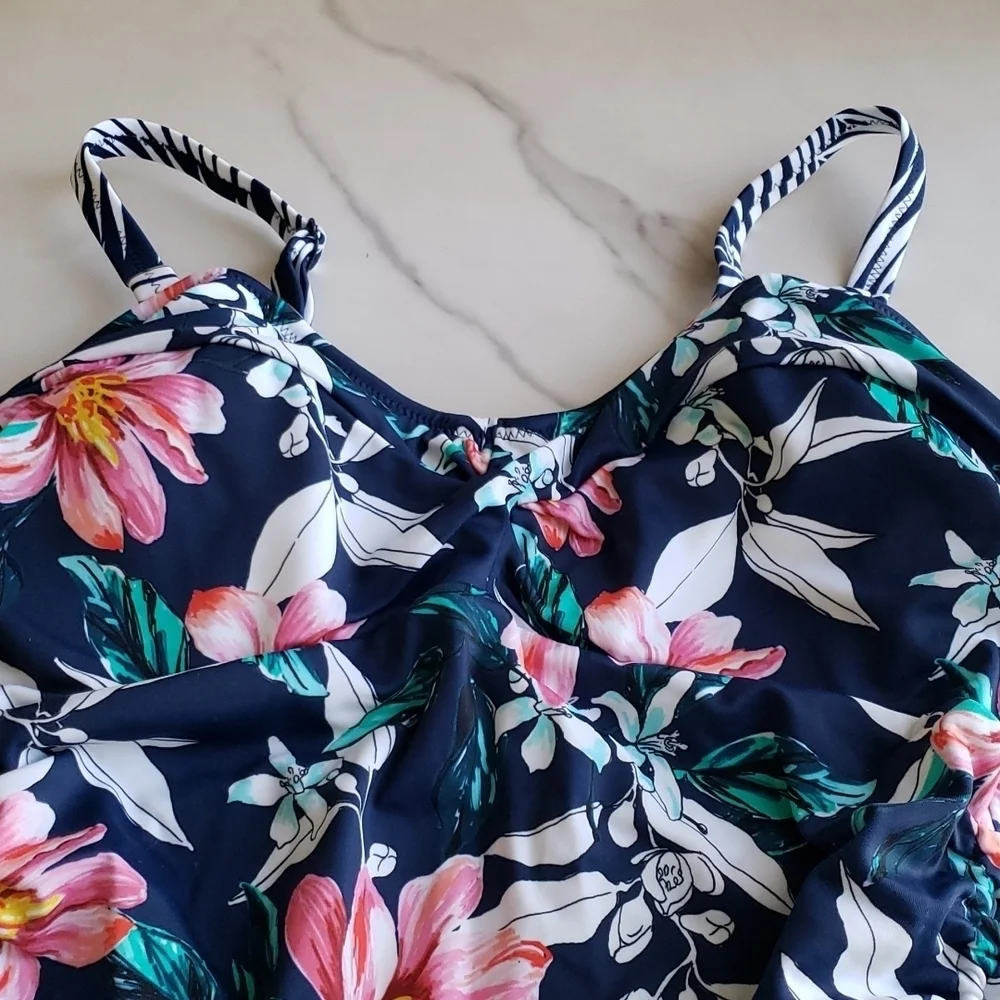 Fantasie Port Maria Underwire Twist Front Tankini Swim Top FS6894 in Ink SZ 32D
